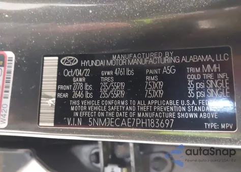 2023 Hyundai Tucson Limited из США, поврежденный, VIN 5NMJECAE7PH183697